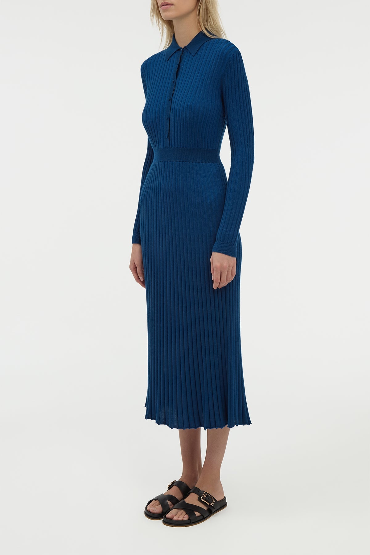 Ardor Knit Maxi Dress in Washed Denim Cashmere Silk - 3