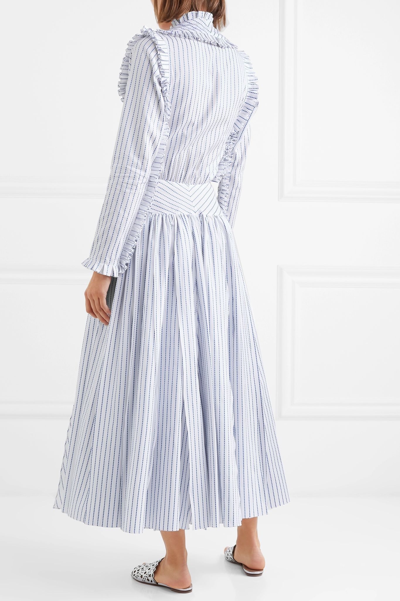 Ruffled striped cotton maxi dress - 4