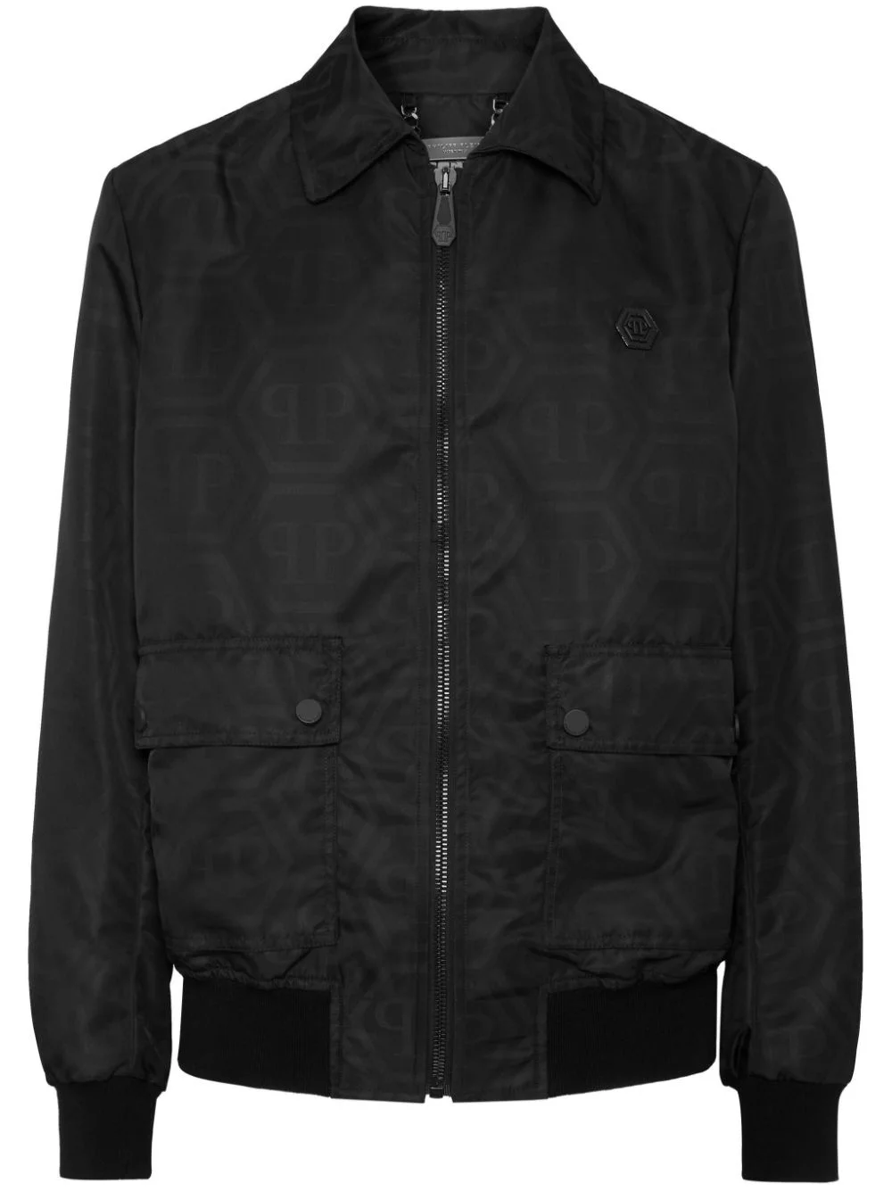 monogram-jacquard bomber jacket - 1