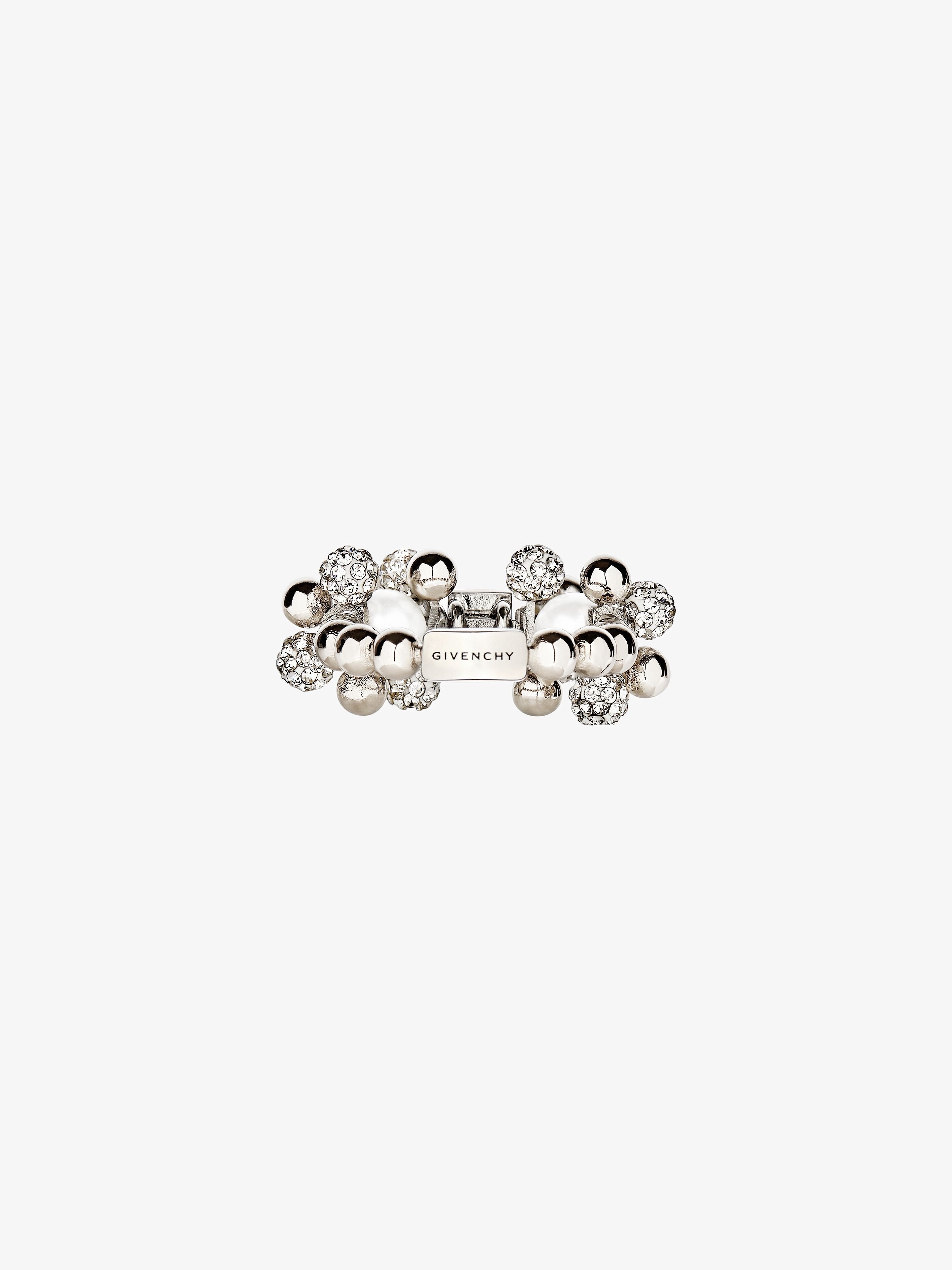 4G PEARL RING WITH CRYSTALS - 2