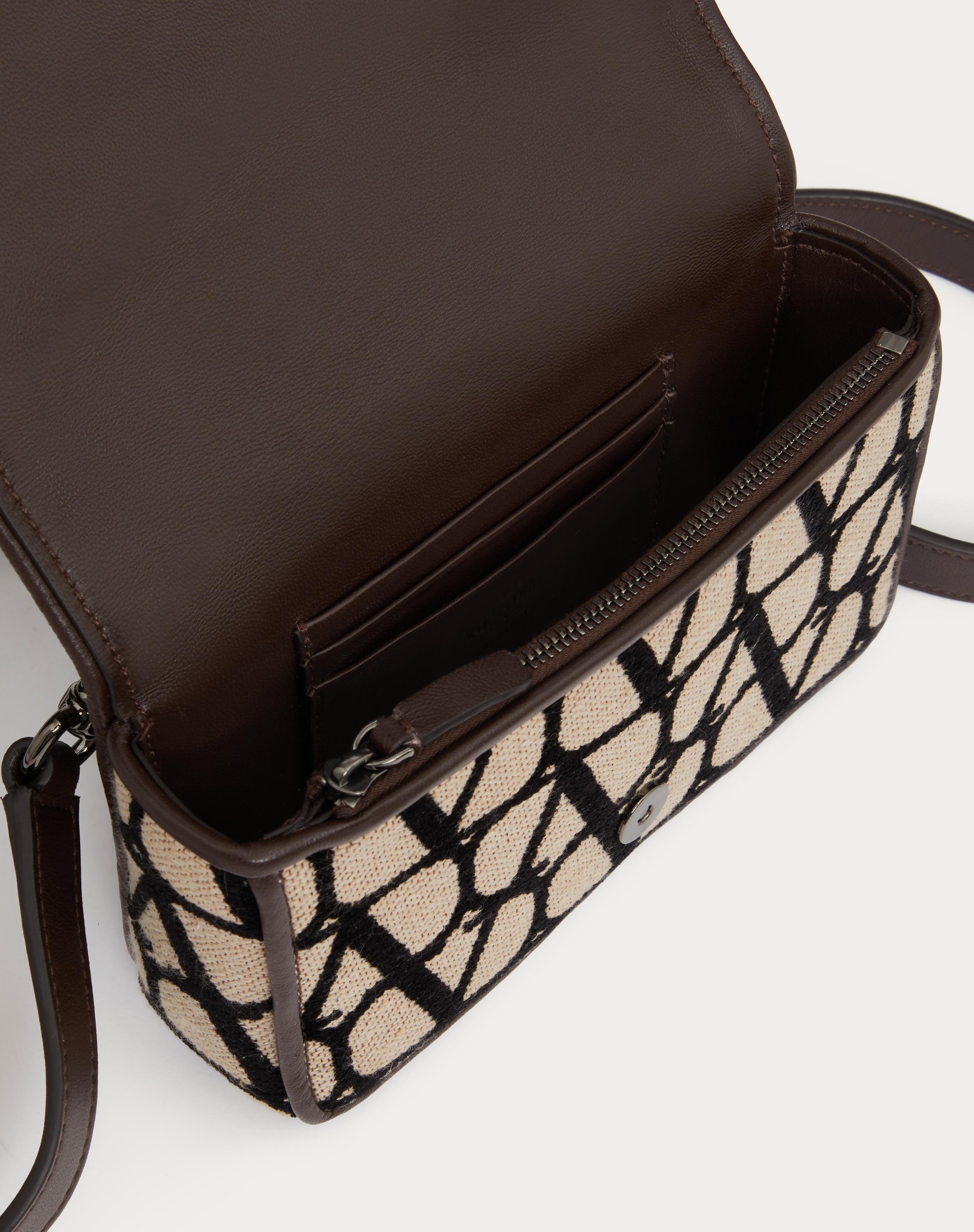 TOILE ICONOGRAPHE SHOULDER STRAP POUCH WITH LEATHER DETAILS - 7