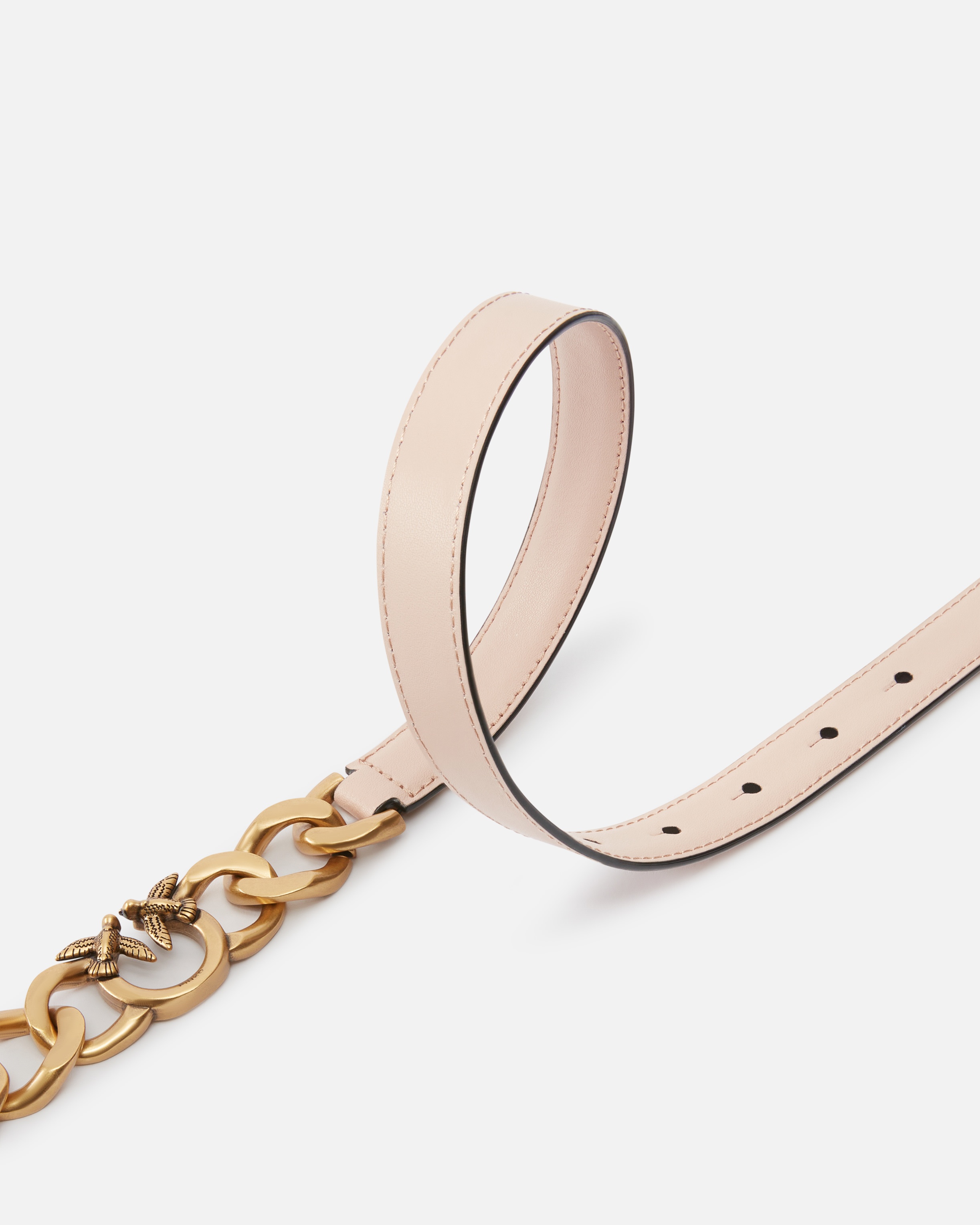 THIN LEATHER 2 CM BELT WITH CHAIN - 4