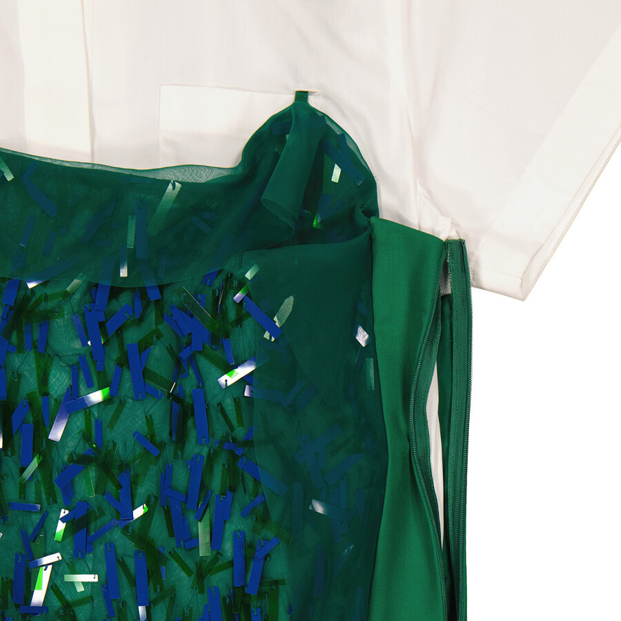 Sacai Ladies Green Spangle Embroidery Dress - 7