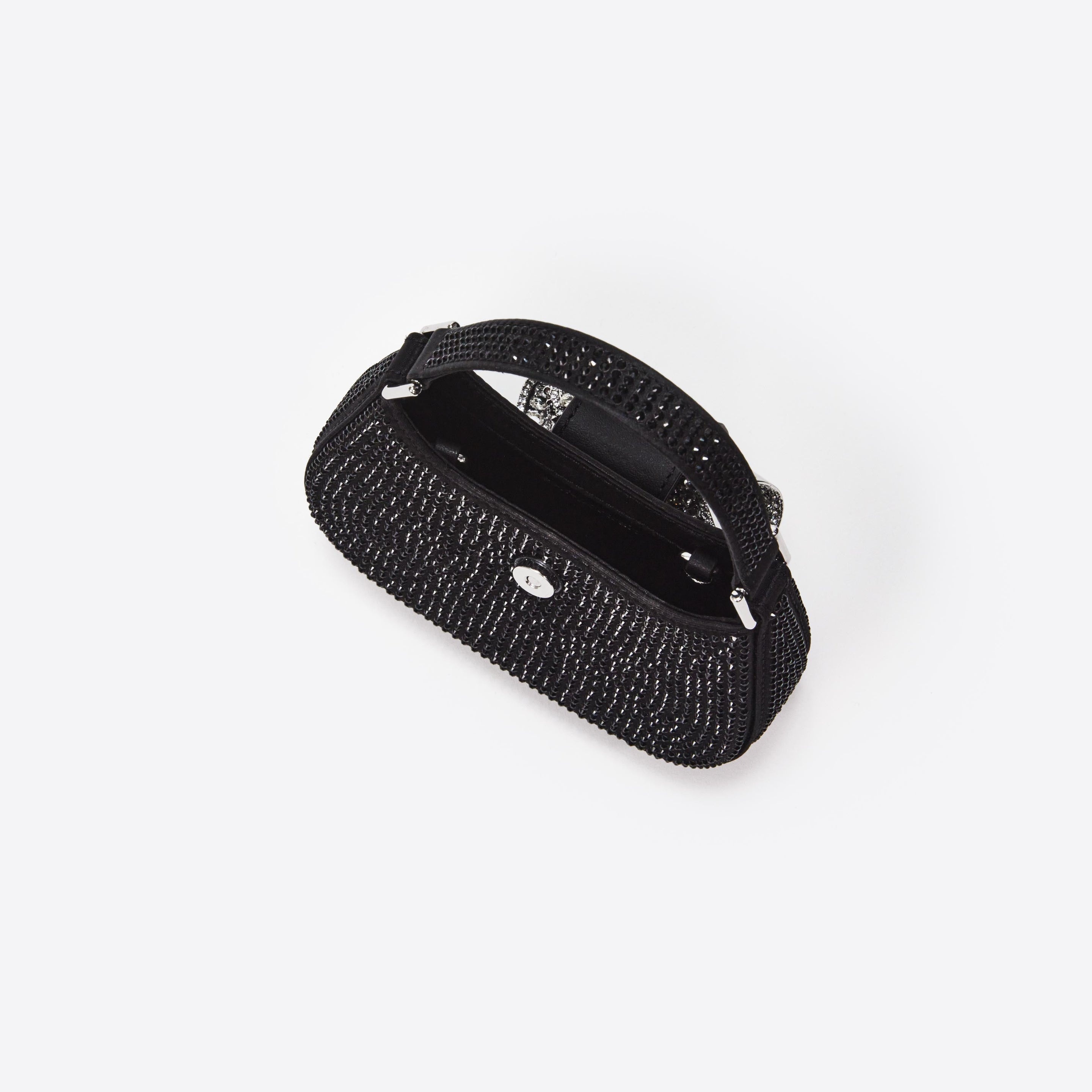 Black  Rhinestone Micro Crescent Bag - 5