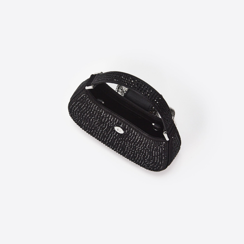 self-portrait Black  Rhinestone Micro Crescent Bag outlook