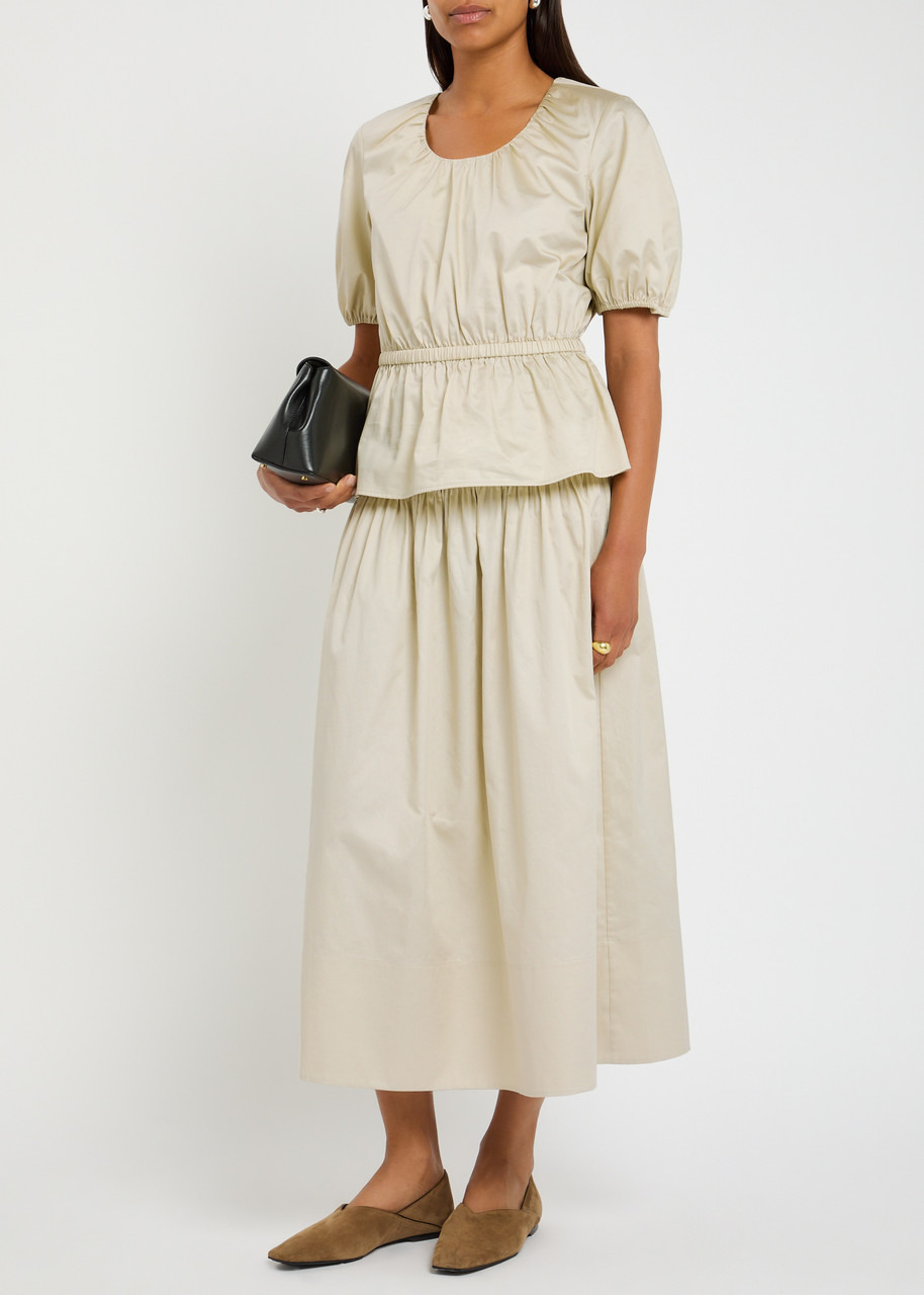 Joseph Leonie Gathered Cotton-sateen Midi Skirt - 4
