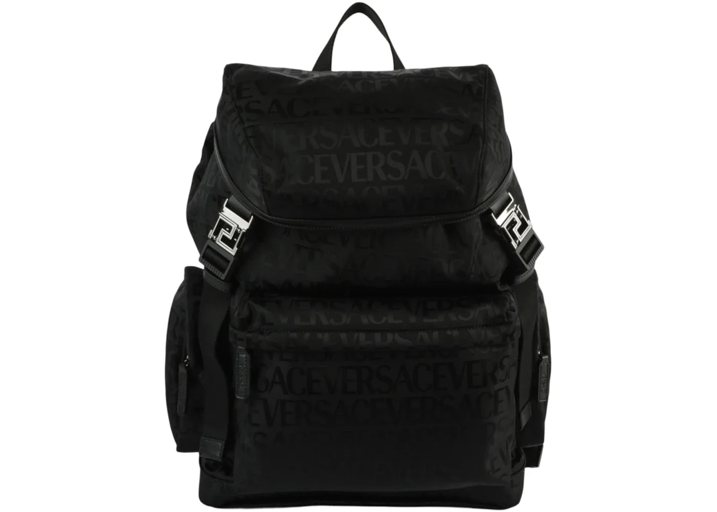 Versace All Over Logo Nylon Backpack Black - 1