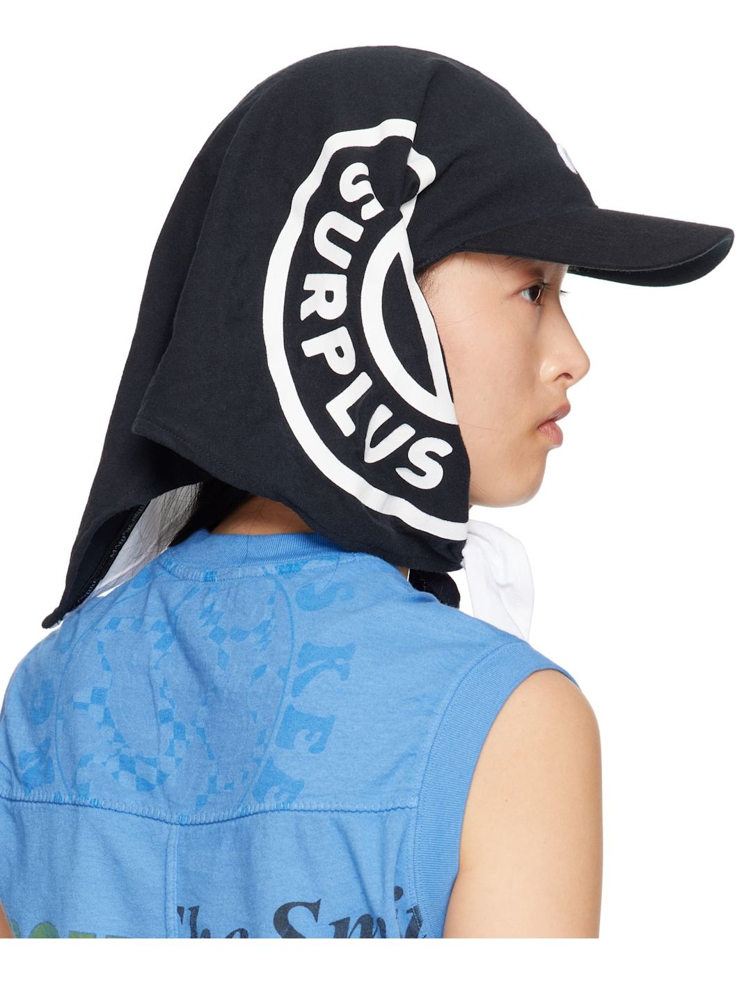 Black & White Regenerated Graphic T-Shirts Veiled Cap - 3