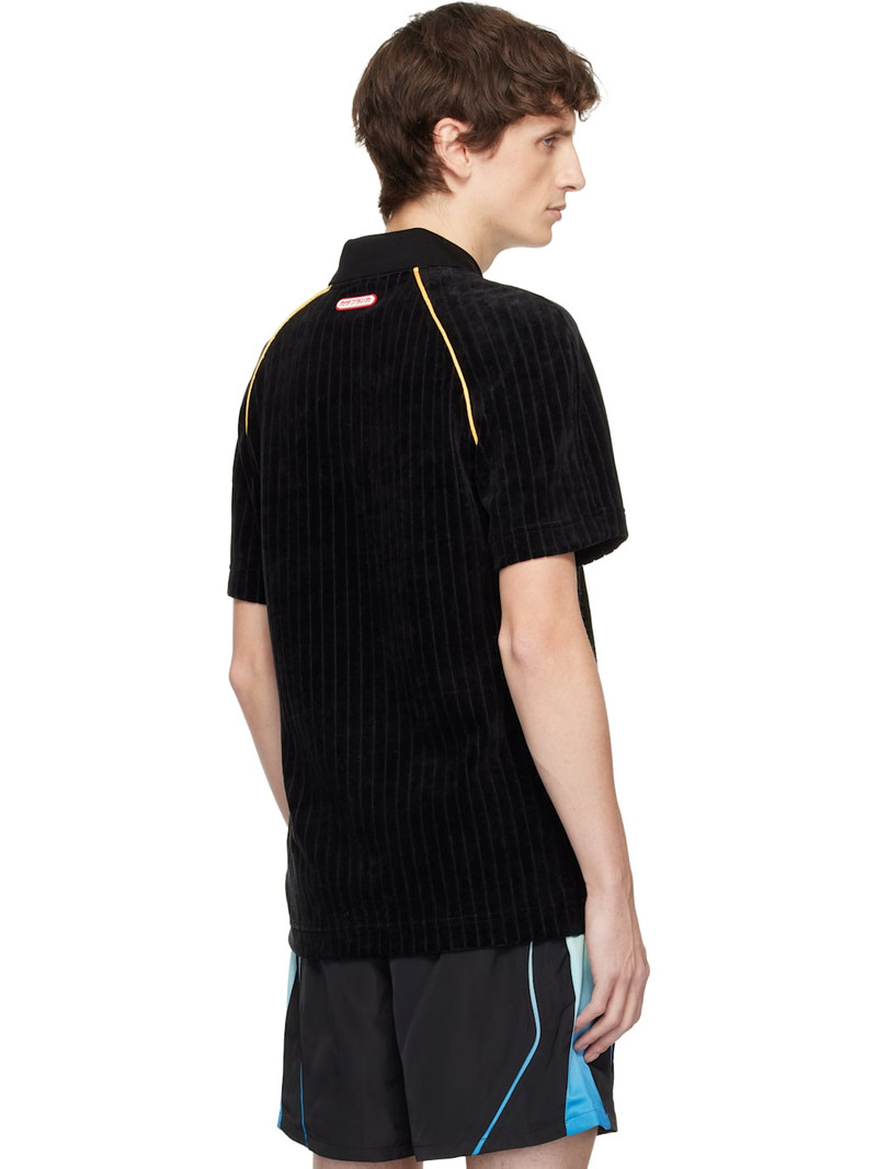 Black Rib Velour Raglan Polo 3