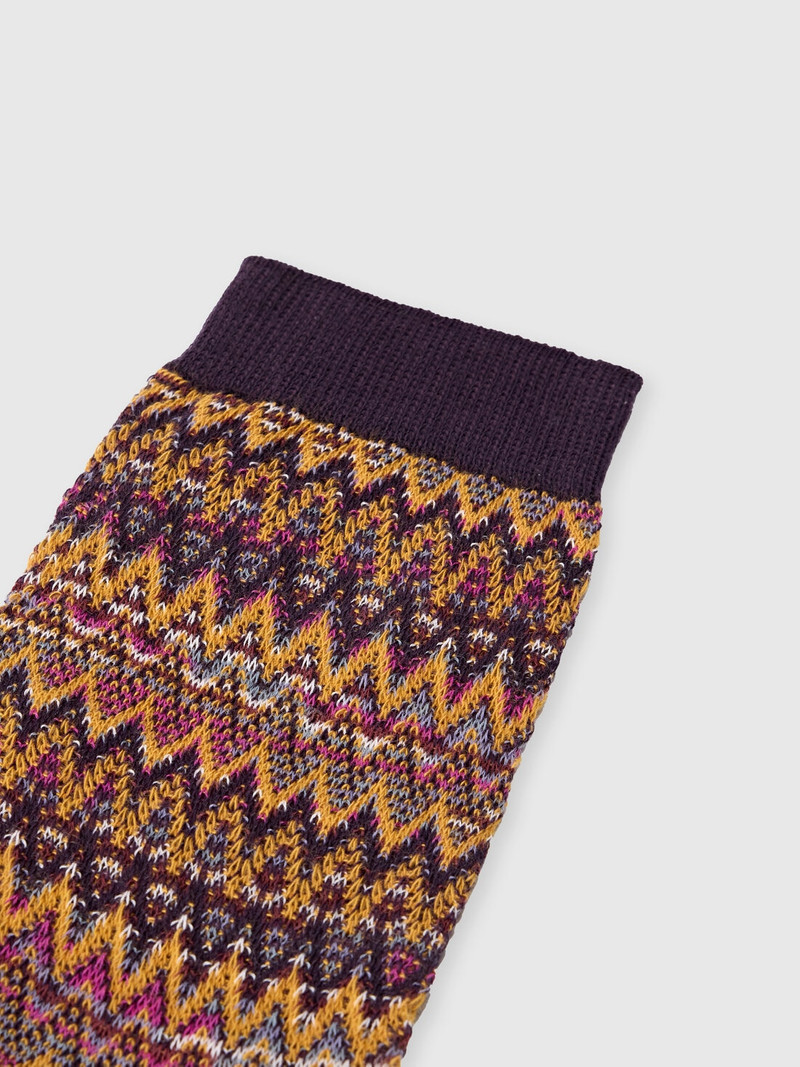 Mid-length cotton-blend zigzag socks with contrasting trims 3