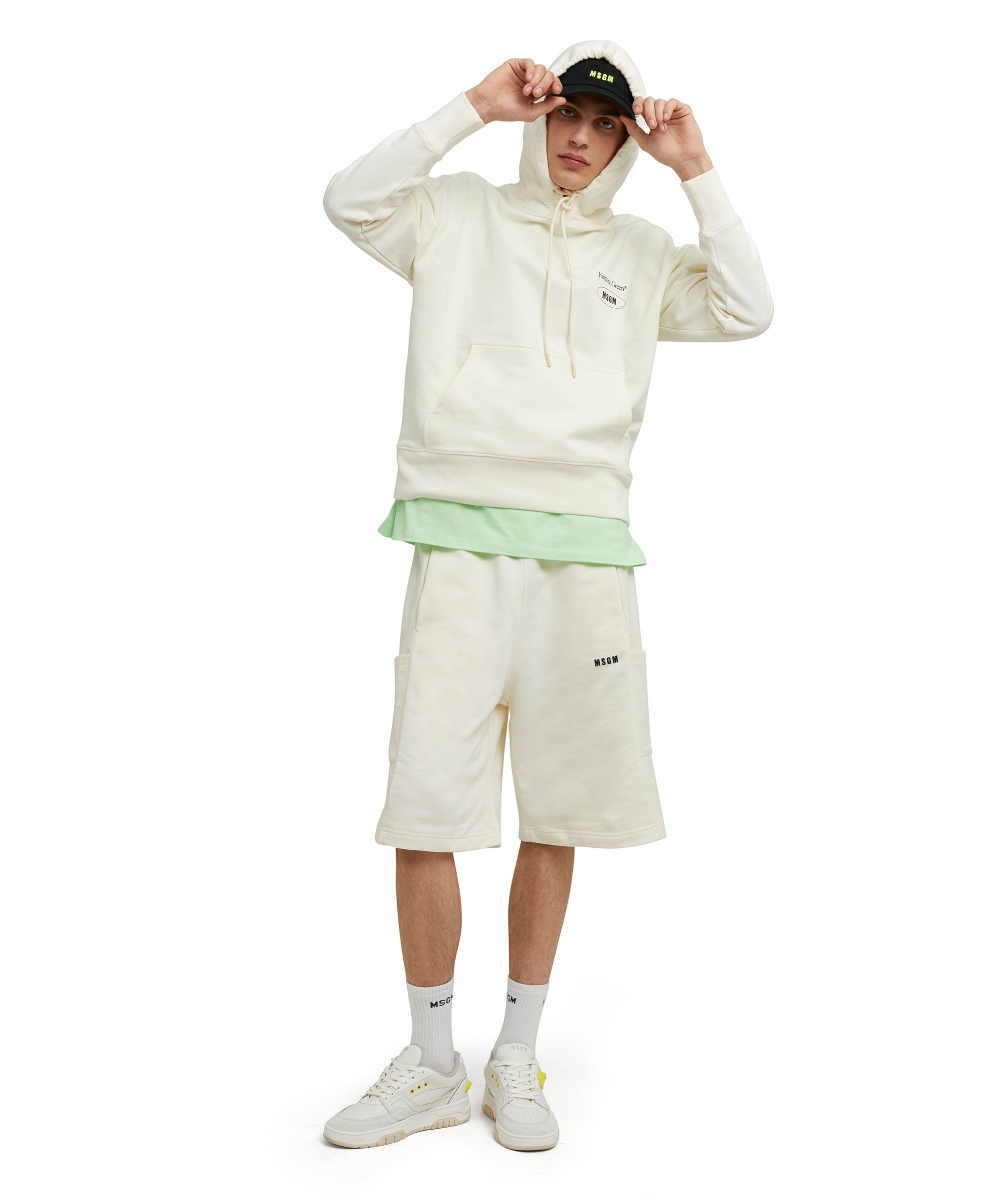 Organic cotton crewneck Bermuda shorts from the MSGM Fantastic Green Capsule - 5