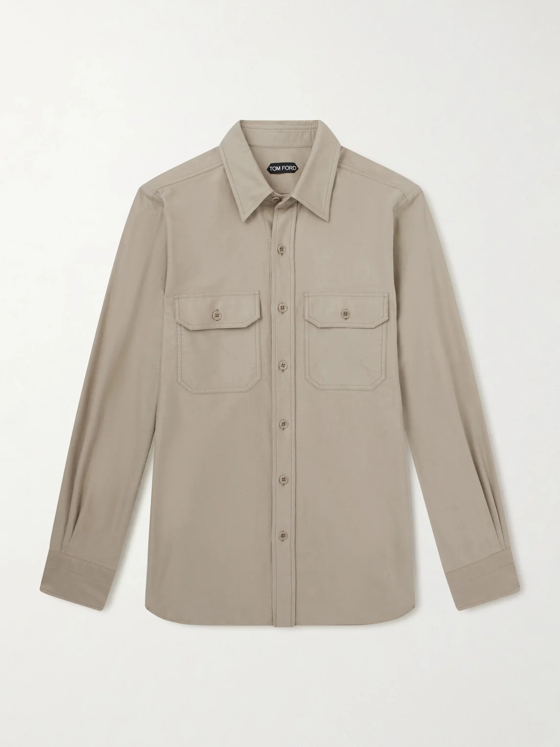 Garment-Dyed Cotton-Moleskin Shirt - 1