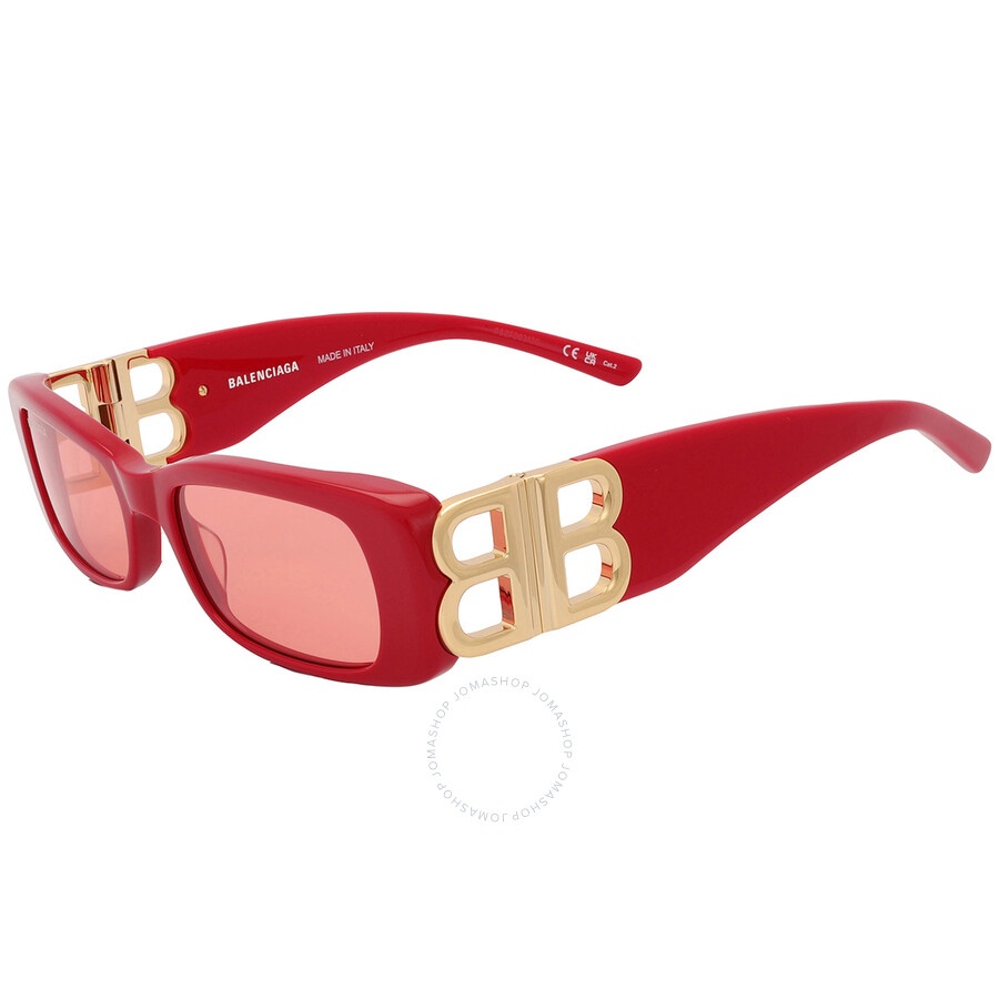 Open Box - Balenciaga Red Rectangular Ladies Sunglasses BB0096S 003 51 - 3