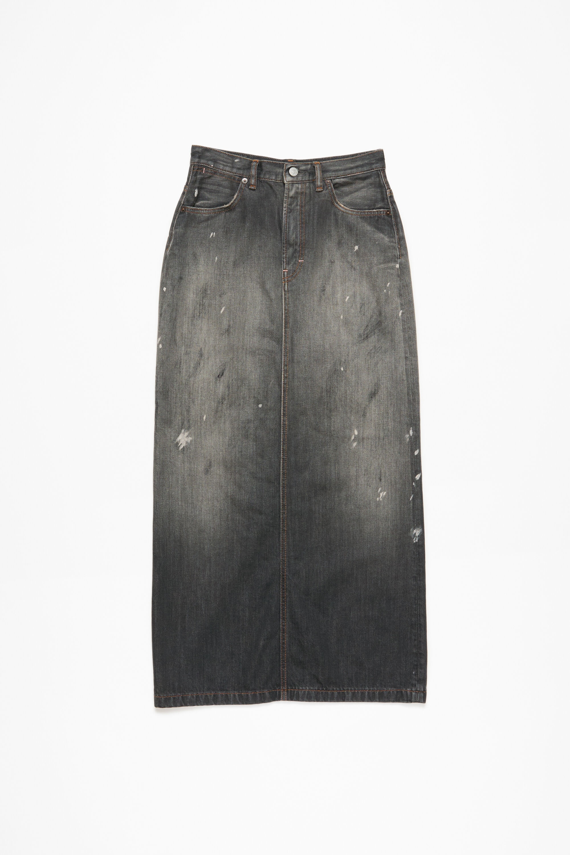 Mid-length denim skirt - Black - 8
