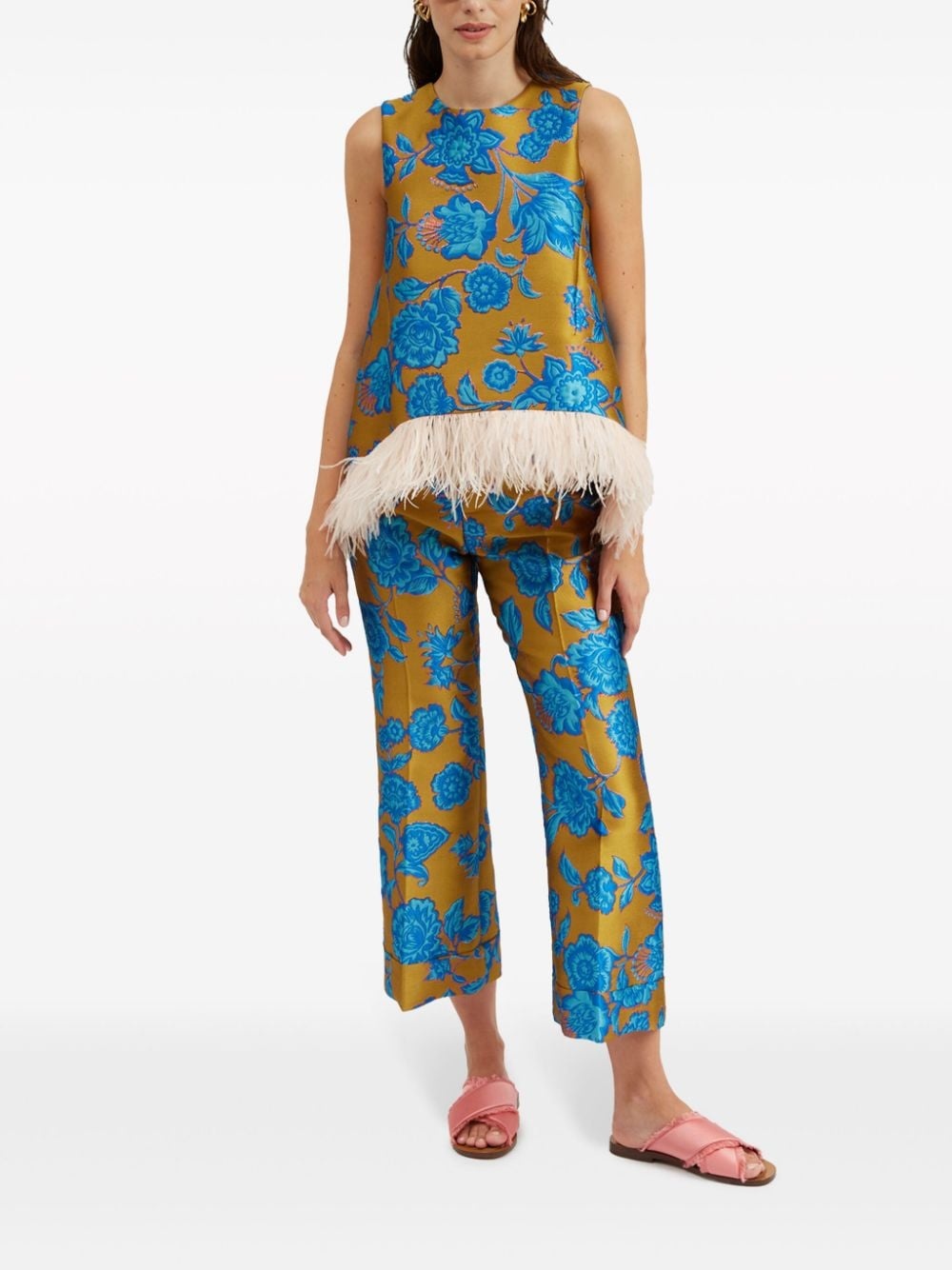 La Scala floral-jacquard blouse - 2