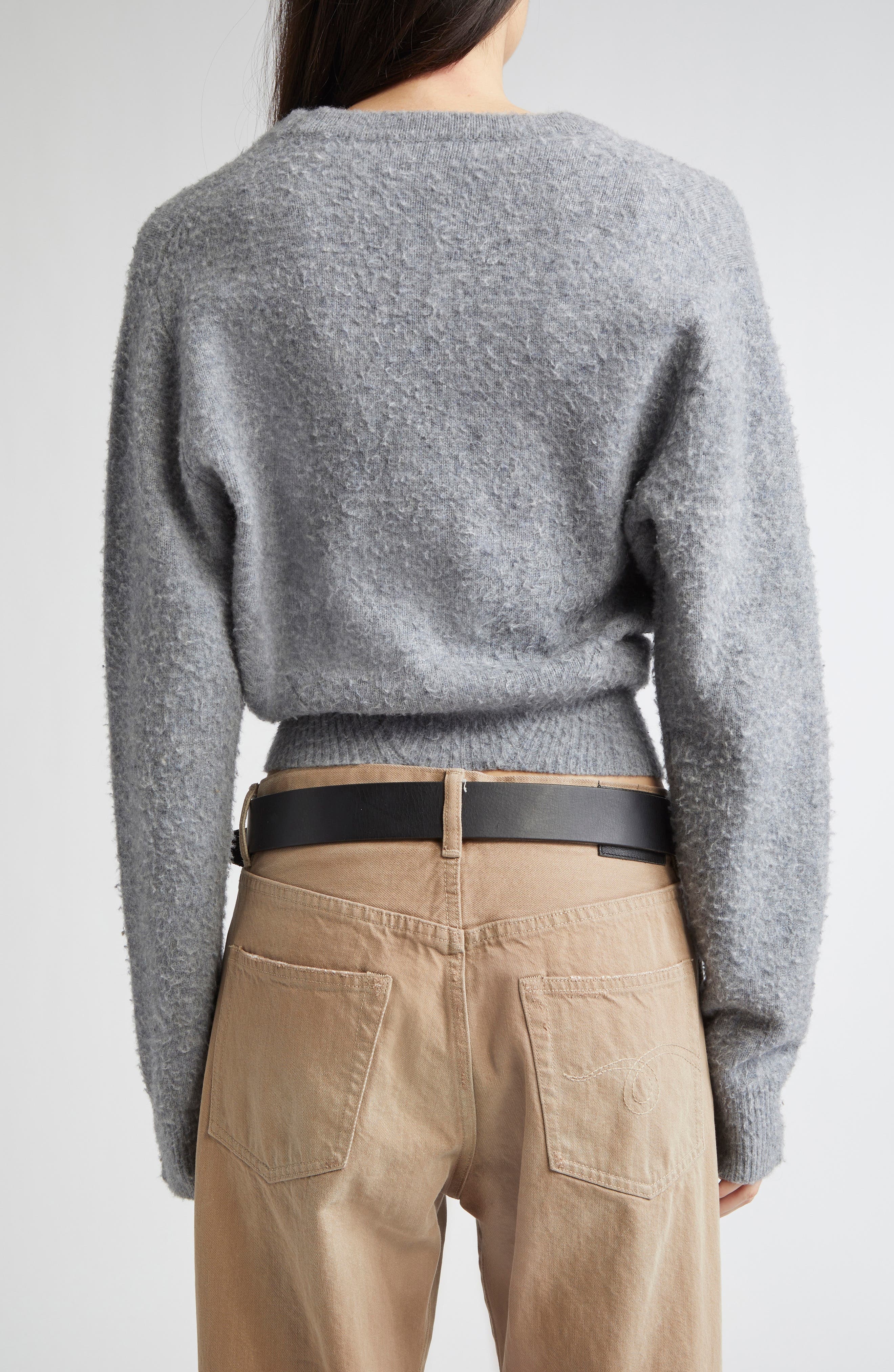 R13 Split Hem Wool & Cashmere Cardigan in Light Heather Grey at Nordstrom - 3