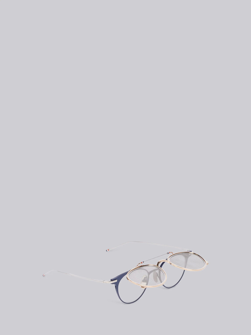 TB814 - Matte Navy and WhIte Gold Clubmaster Sunglasses 4