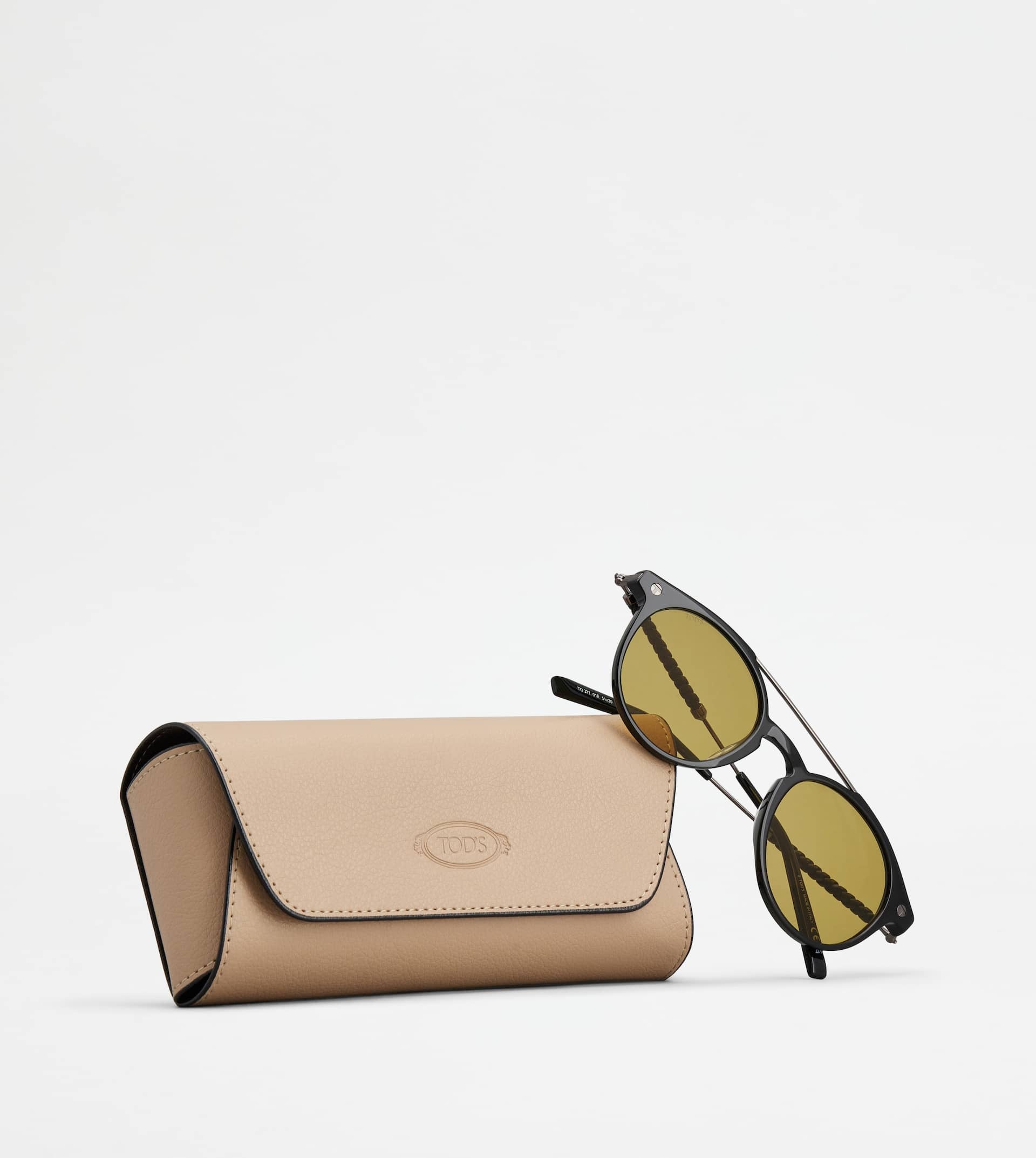 PANTOS SUNGLASSES WITH TEMPLES IN LEATHER - BLACK - 5
