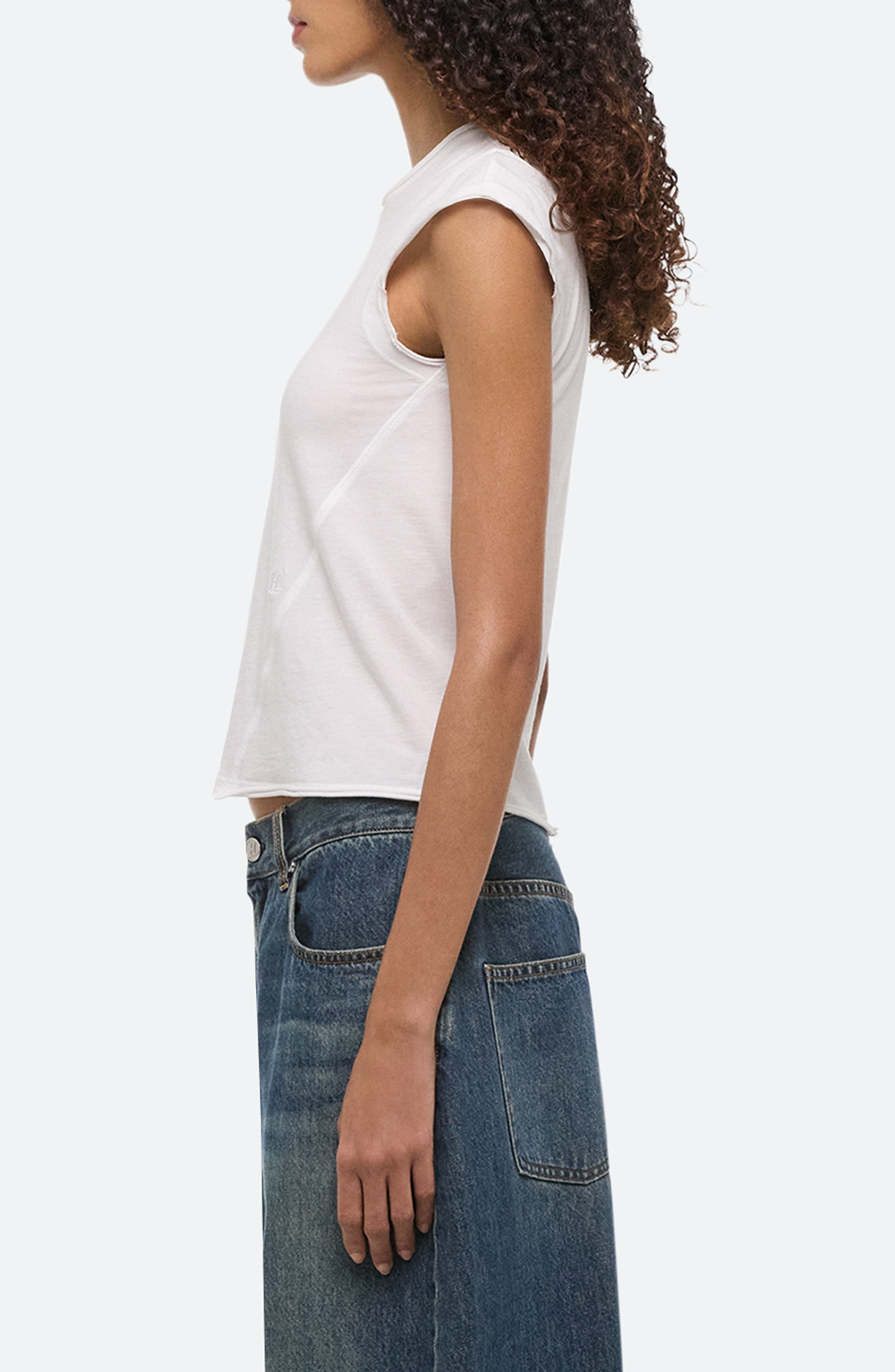 Helmut Lang Twisted Crop Top in Optic White at Nordstrom - 3