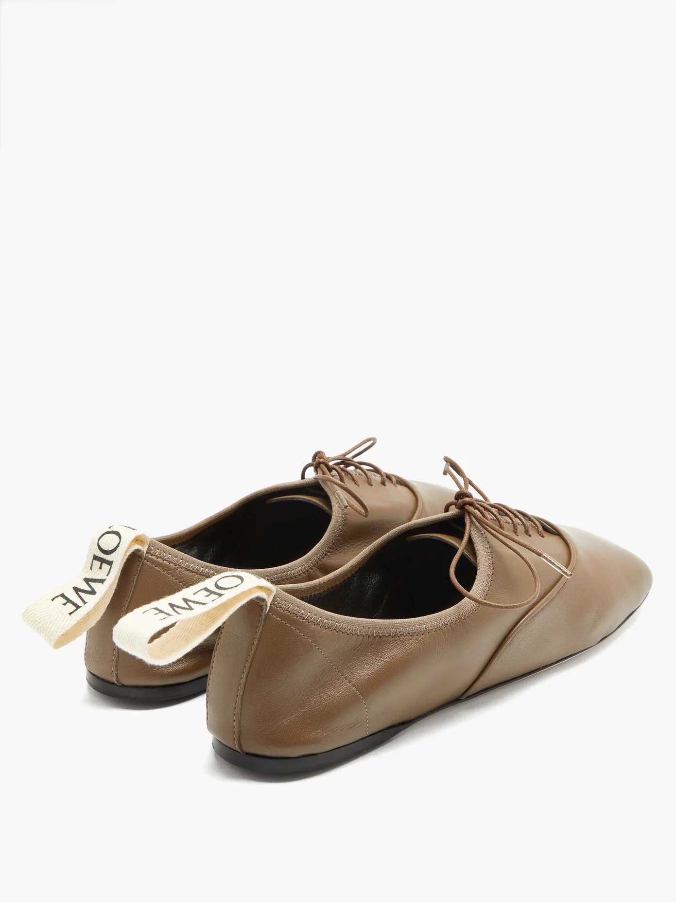 Logo-tab leather oxford shoes - 4