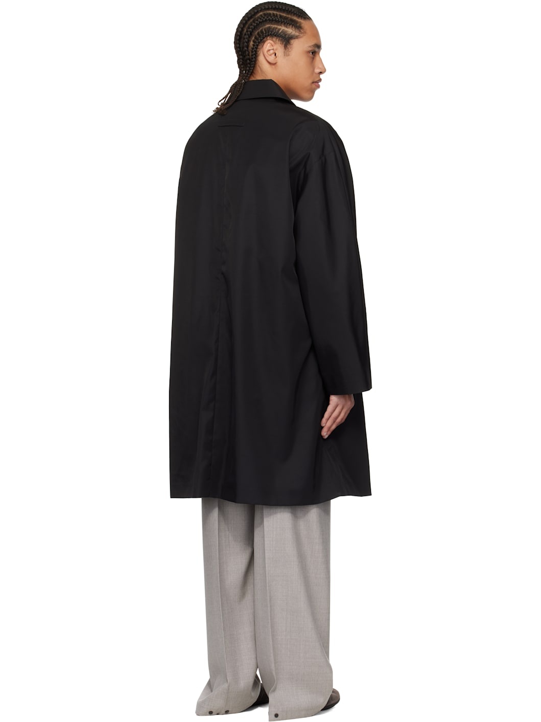 Black Nylon Wool Car Coat - 3