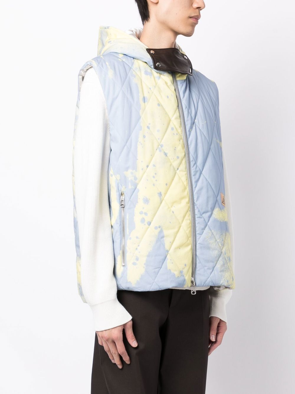 abstract-print hooded gilet - 3