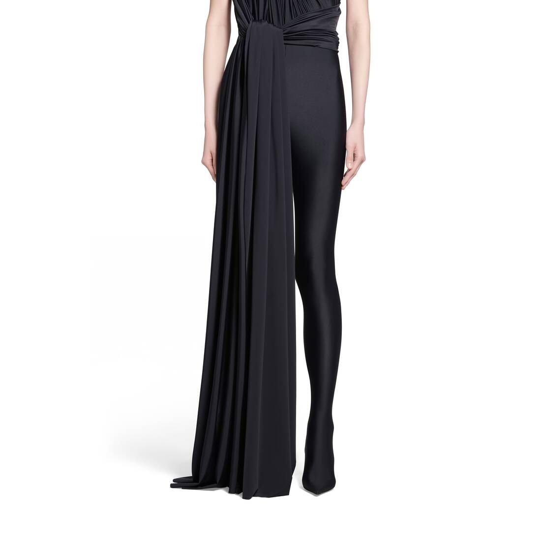 Women's Draped Pantabodysuit in Black - 6