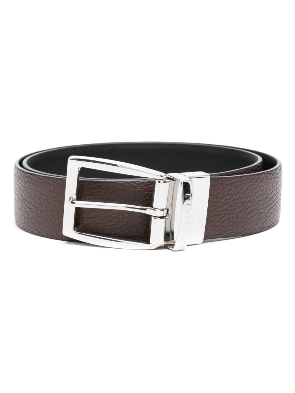 logo-engraved buckle leather belt - 1