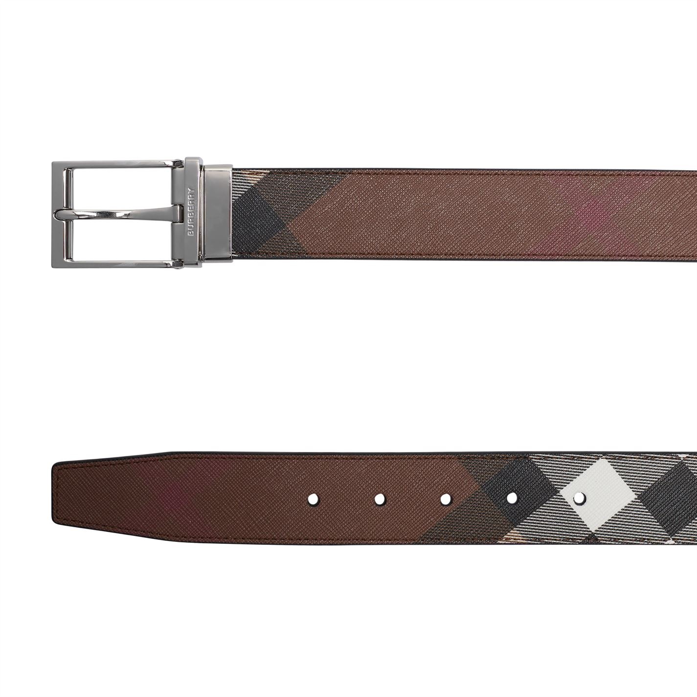 CHECK COTTON AND LEATHER BELT - 3