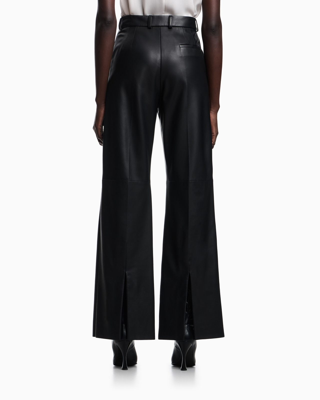 GLOVE-QUALITY LAMBSKIN NAPPA LEATHER PALAZZO TROUSERS - 3