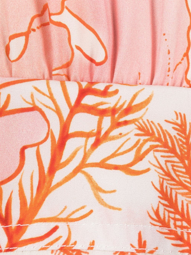 coral-print puffball mini-dress 7