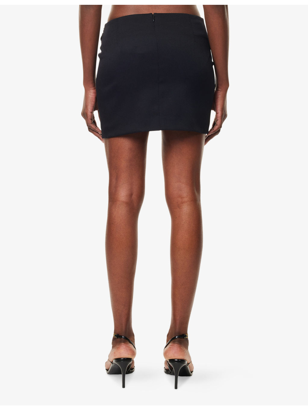 Wrap Midi-Waist Stretch-Wool Mini Skirt - 4