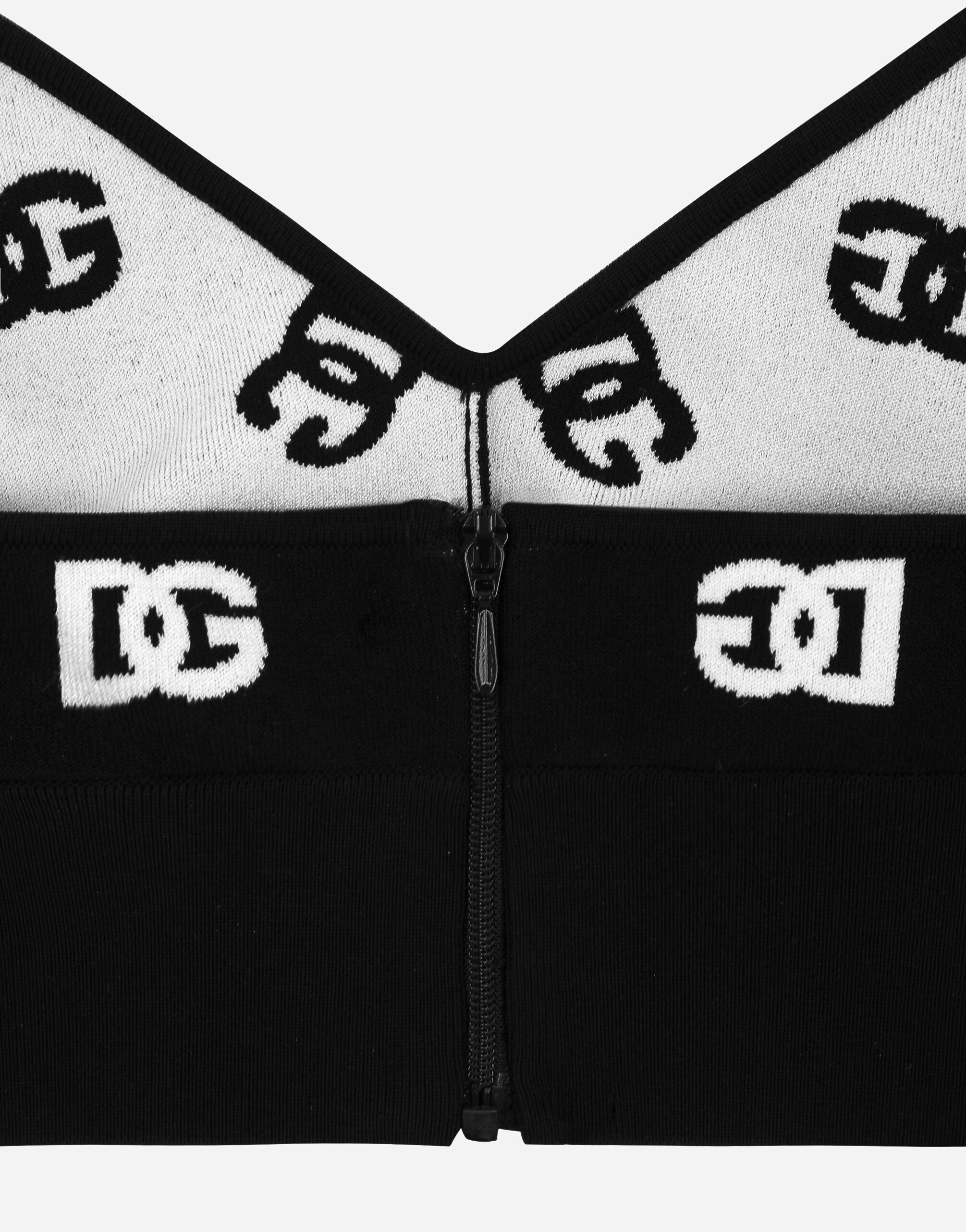 Viscose bralette top with jacquard DG logo - 5