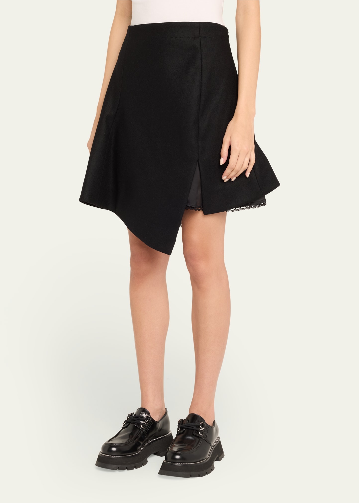 Asymmetric Mini Suiting Skirt - 4