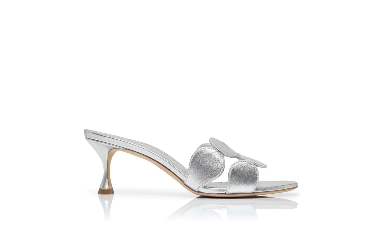 Silver Nappa Leather Mules - 1