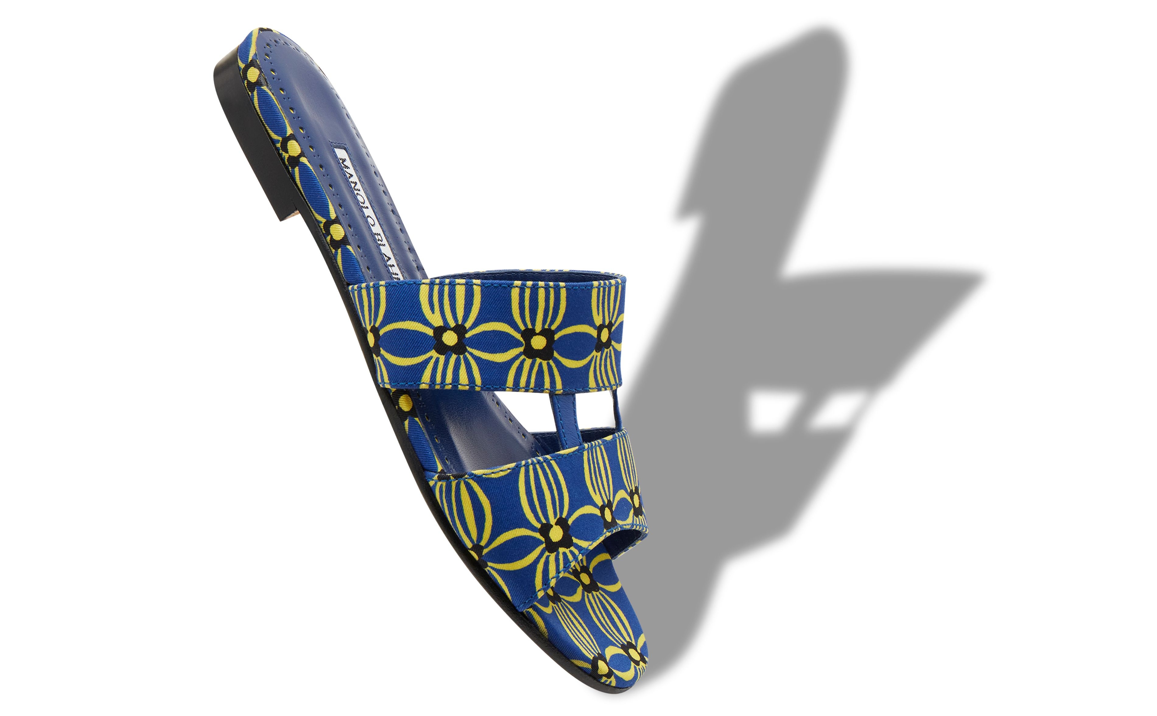 Blue and Yellow Canvas Floral Sandals - 2