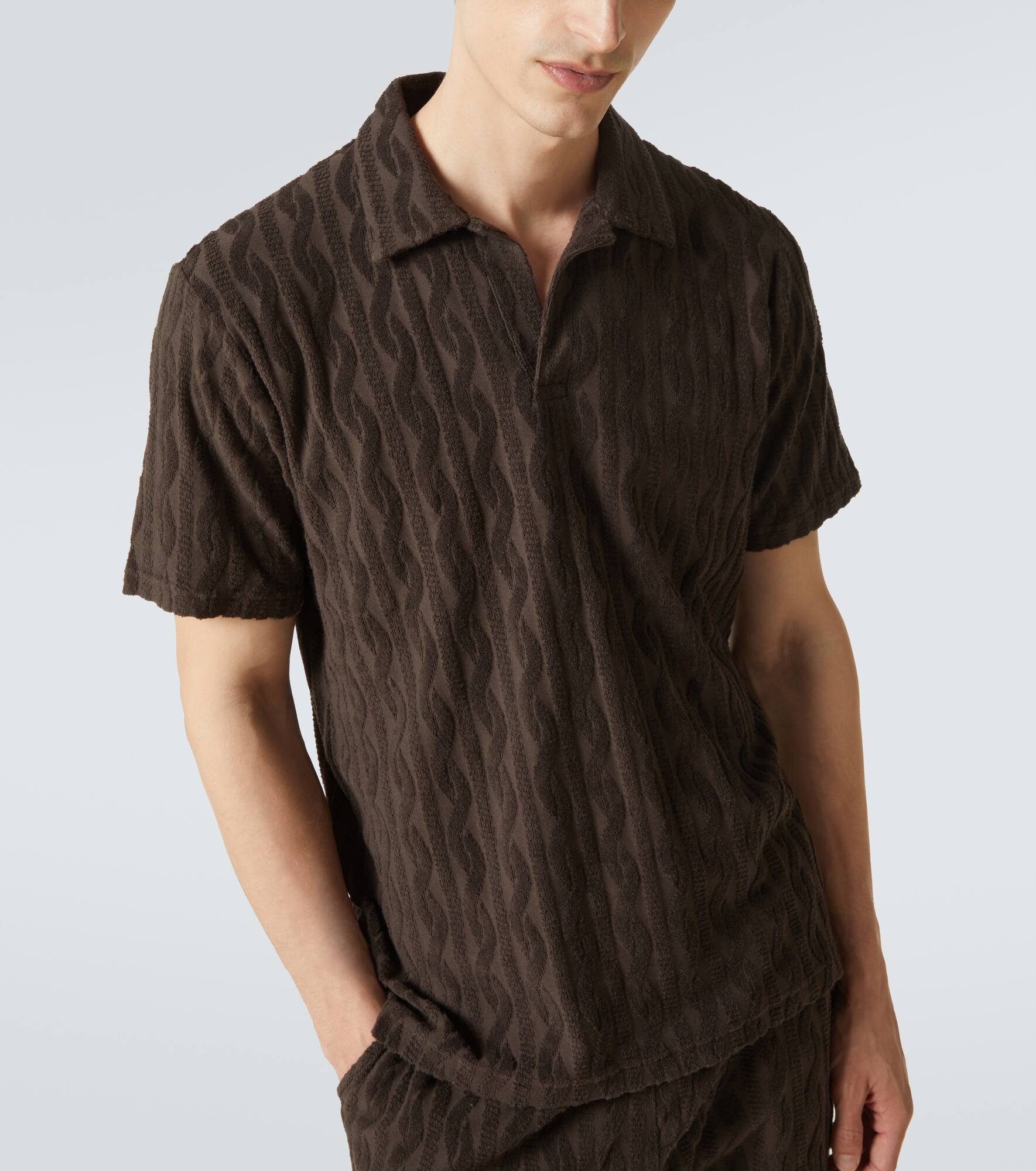 Faustino cotton terry jacquard polo shirt - 5