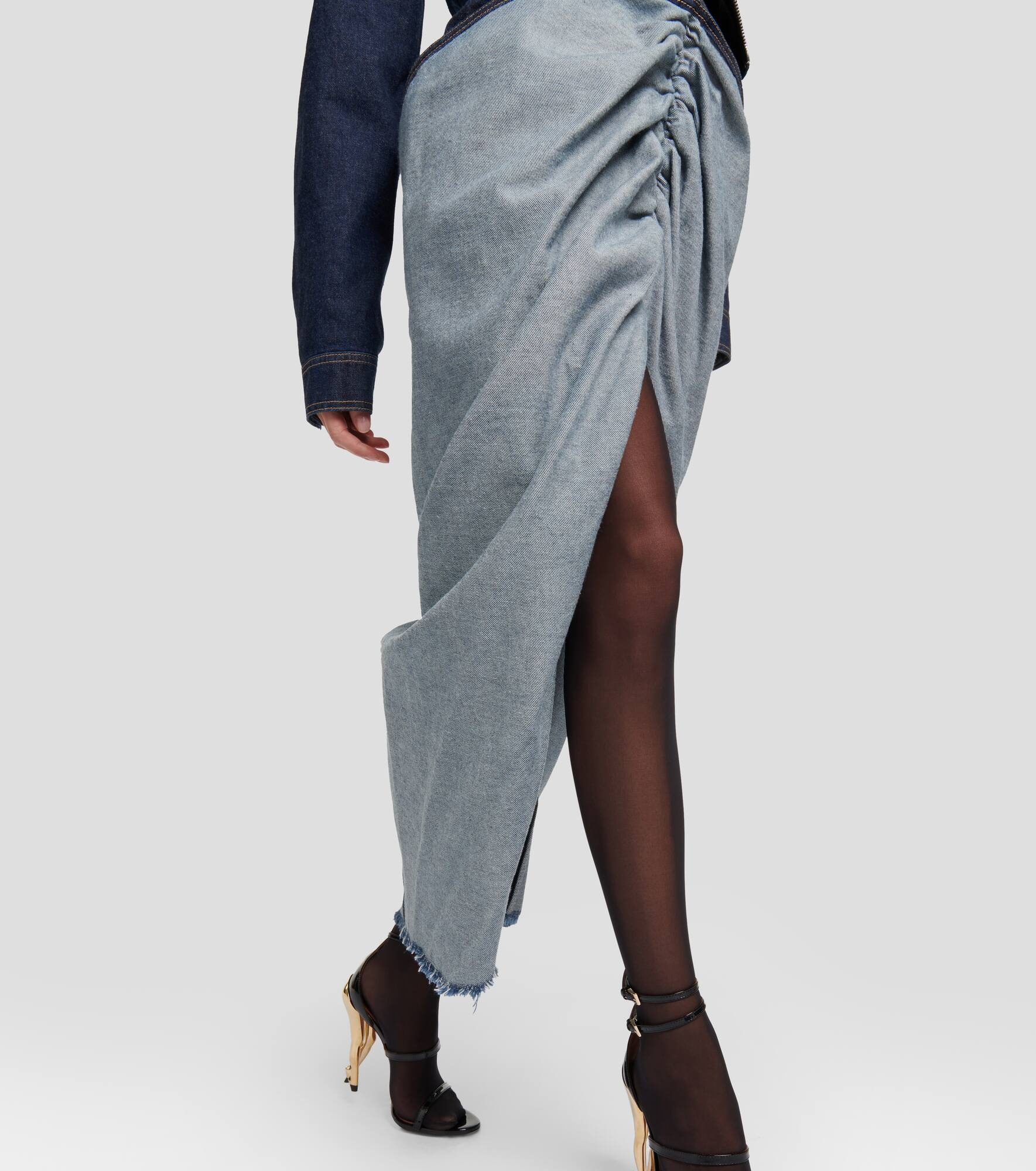 Draped denim maxi skirt - 6