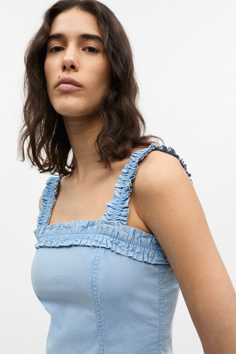 BLUE WASHED STRETCH COTTON CORSET DRESS 4