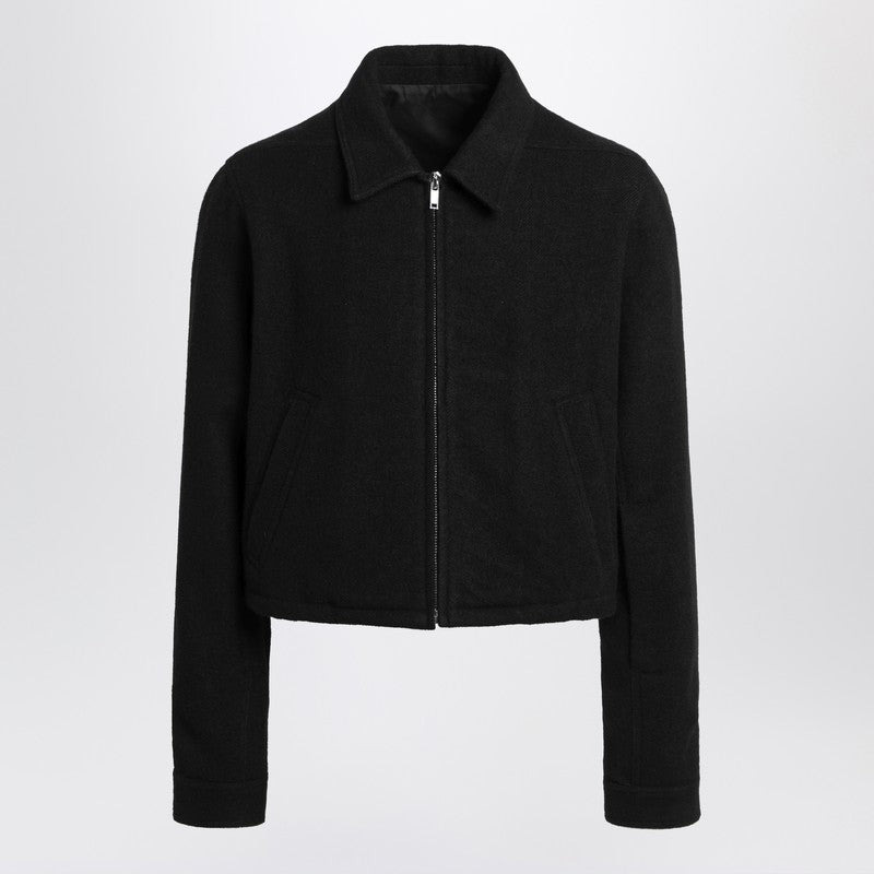 Rick Owens Black Wool Cropped Jacket With Zip Men - 1