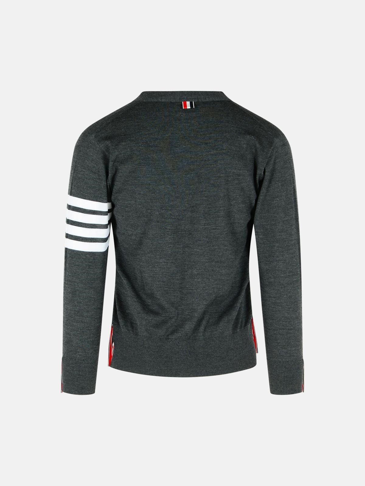 '4BAR' DARK GREY VIRGIN WOOL CARDIGAN - 3