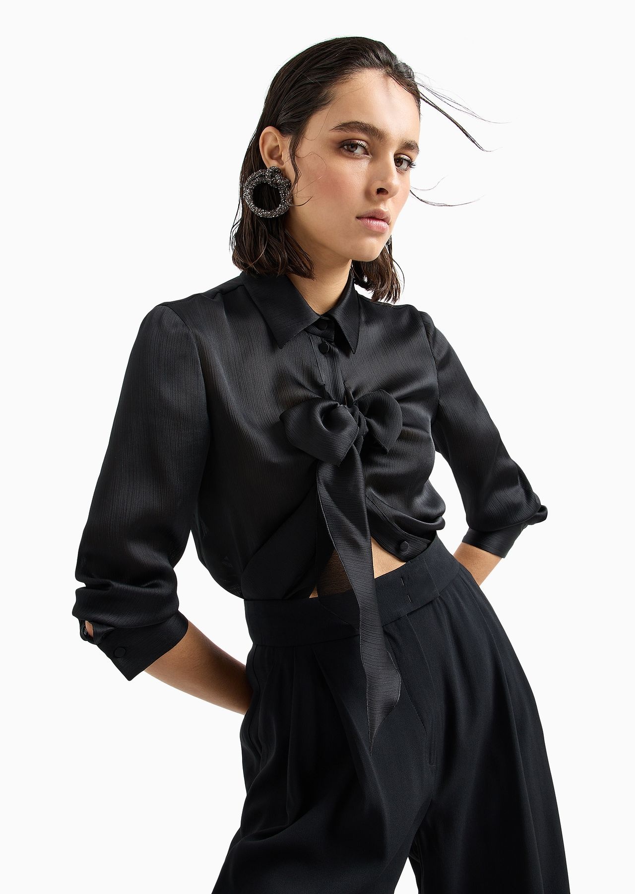 ASV recycled crépon shirt with bow - 5