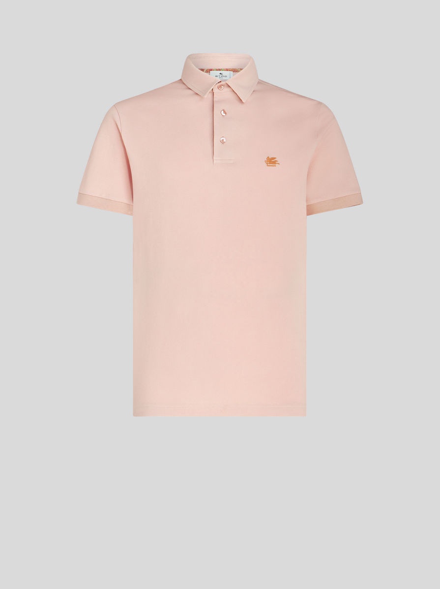 POLO SHIRT WITH LOGO AND PAISLEY UNDERCOLLAR - 1