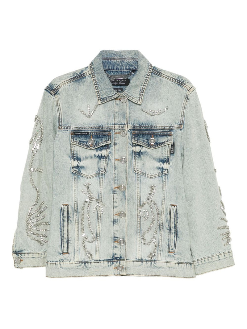 crystal-embellished denim jacket 1
