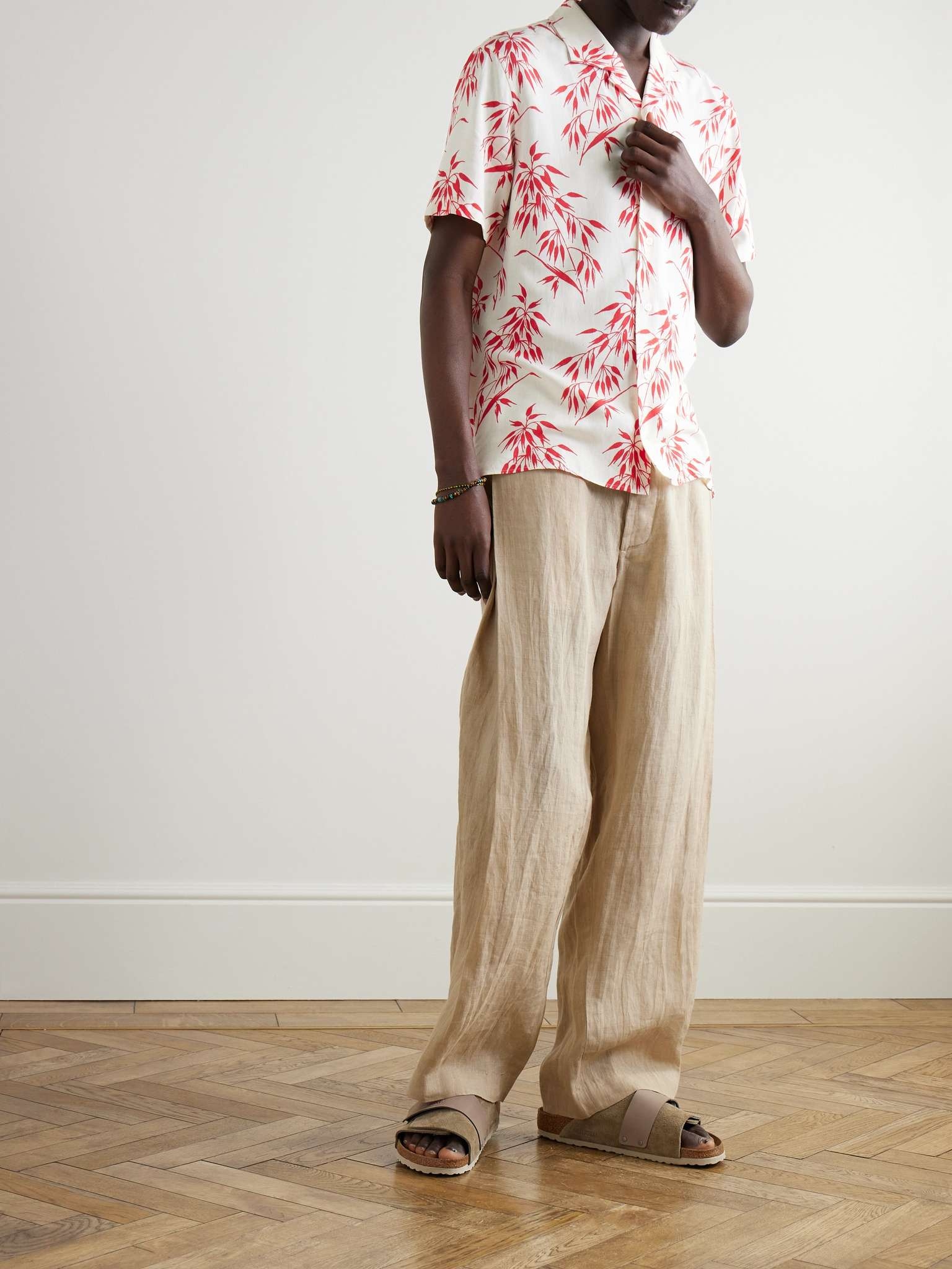 Hibbert Camp-Collar Floral-Print Linen Shirt - 2