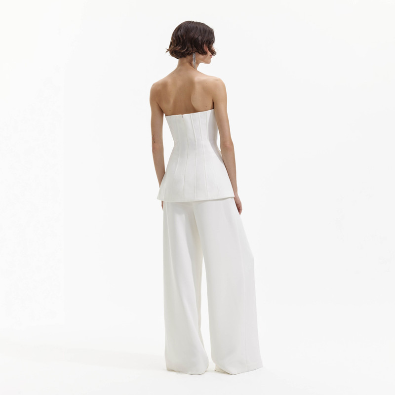 self-portrait White Bandeau Crepe Jumpsuit outlook