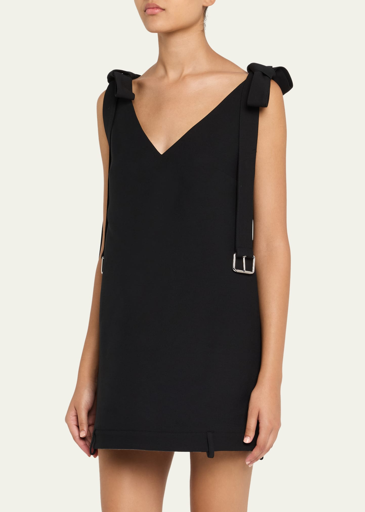 V-Neck Belt Shoulder-Tie Mini Dress - 4