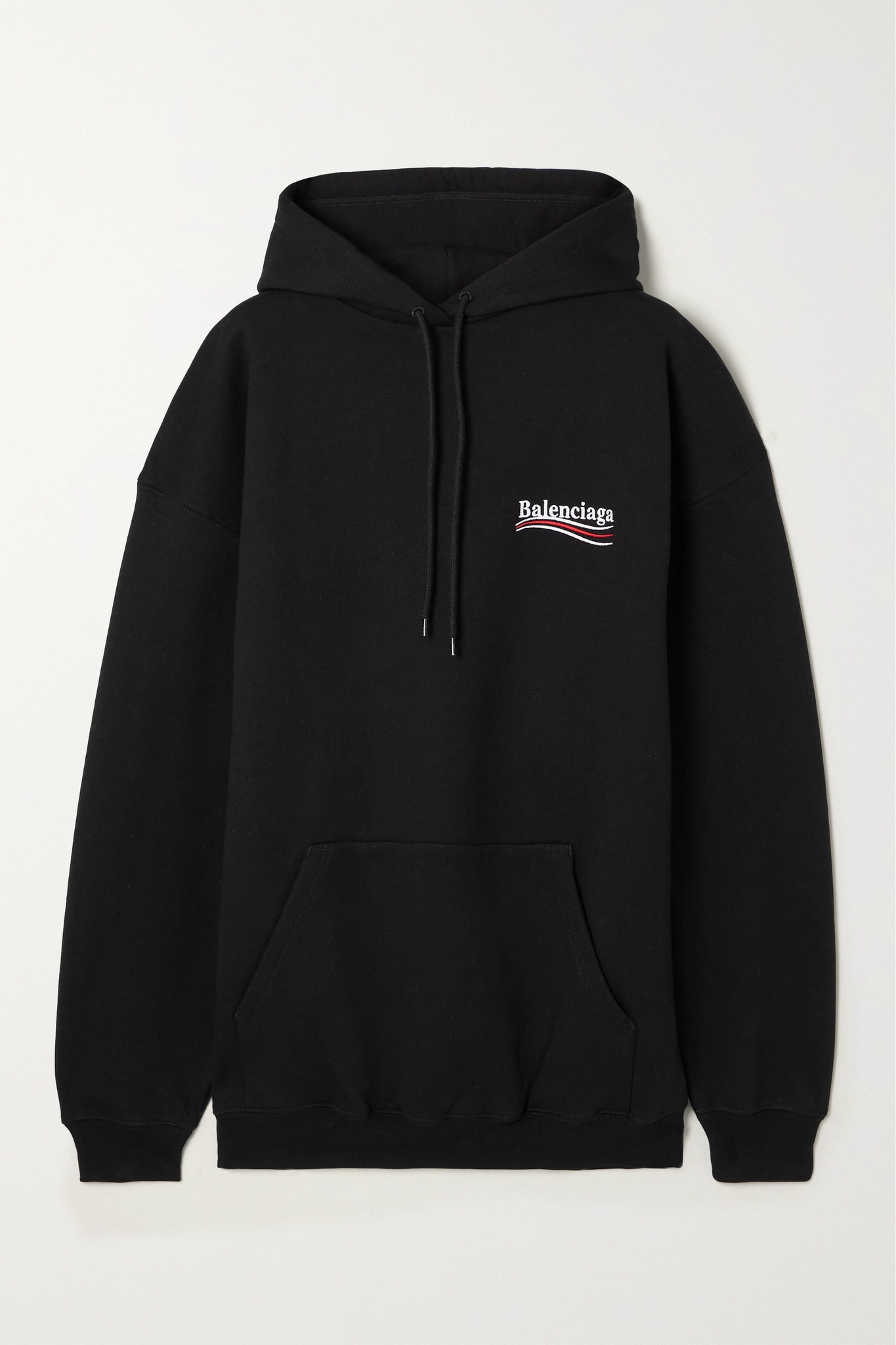 Oversized embroidered cotton-jersey hoodie - 1