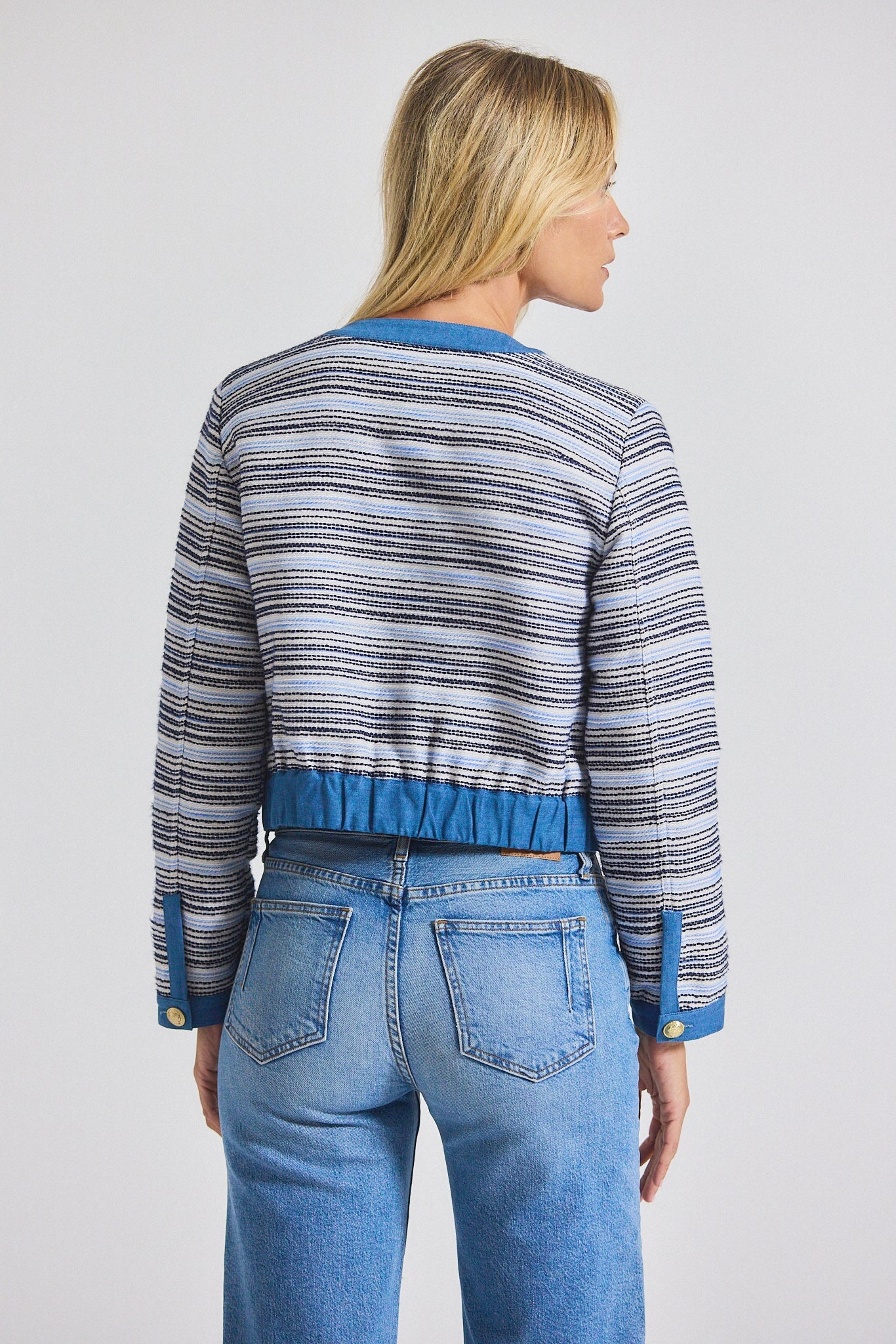 ELAIN COTTON TWEED JACKET WITH DENIM TRIM - 5