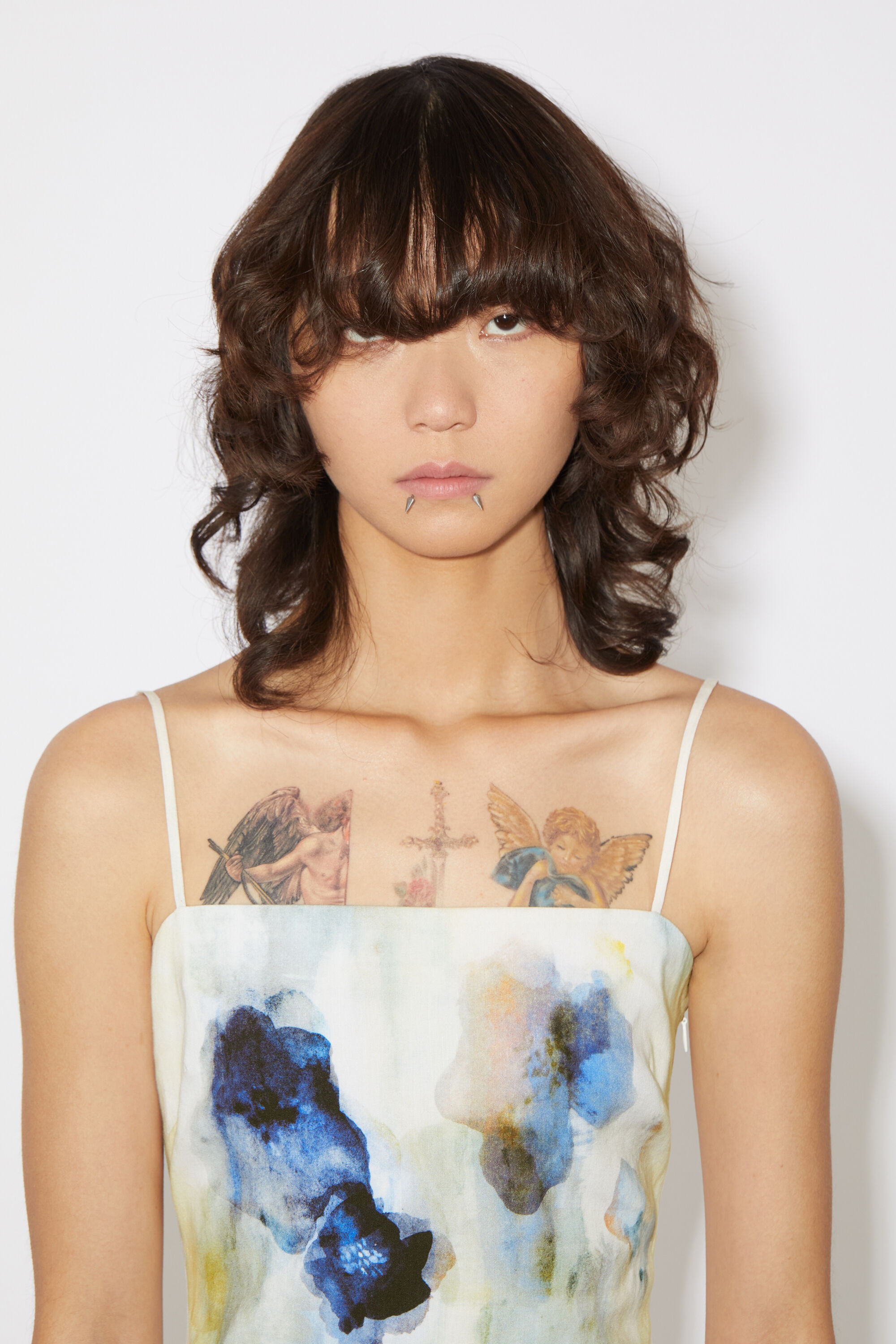 Linen blend strap dress - Blue - 5